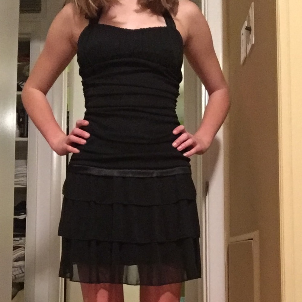 Black ruffle dress